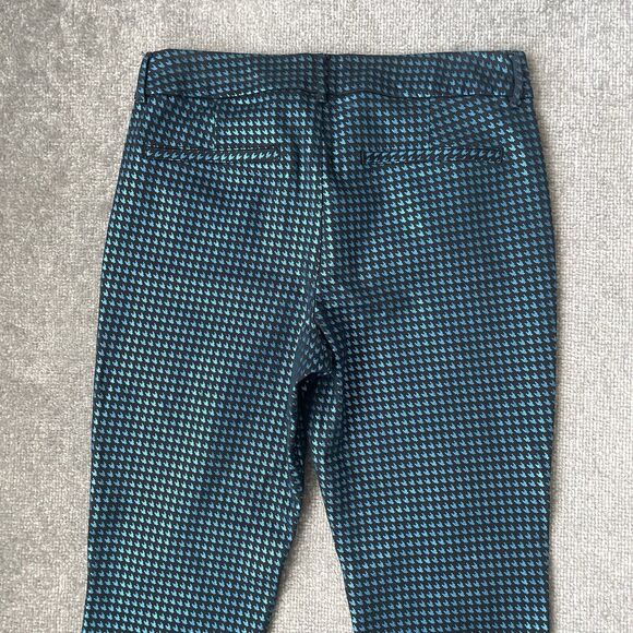 Old Navy Pants Womens 8 Black Metallic Blue Houndstooth Pixie Stretch Shimmer - Picture 11 of 12